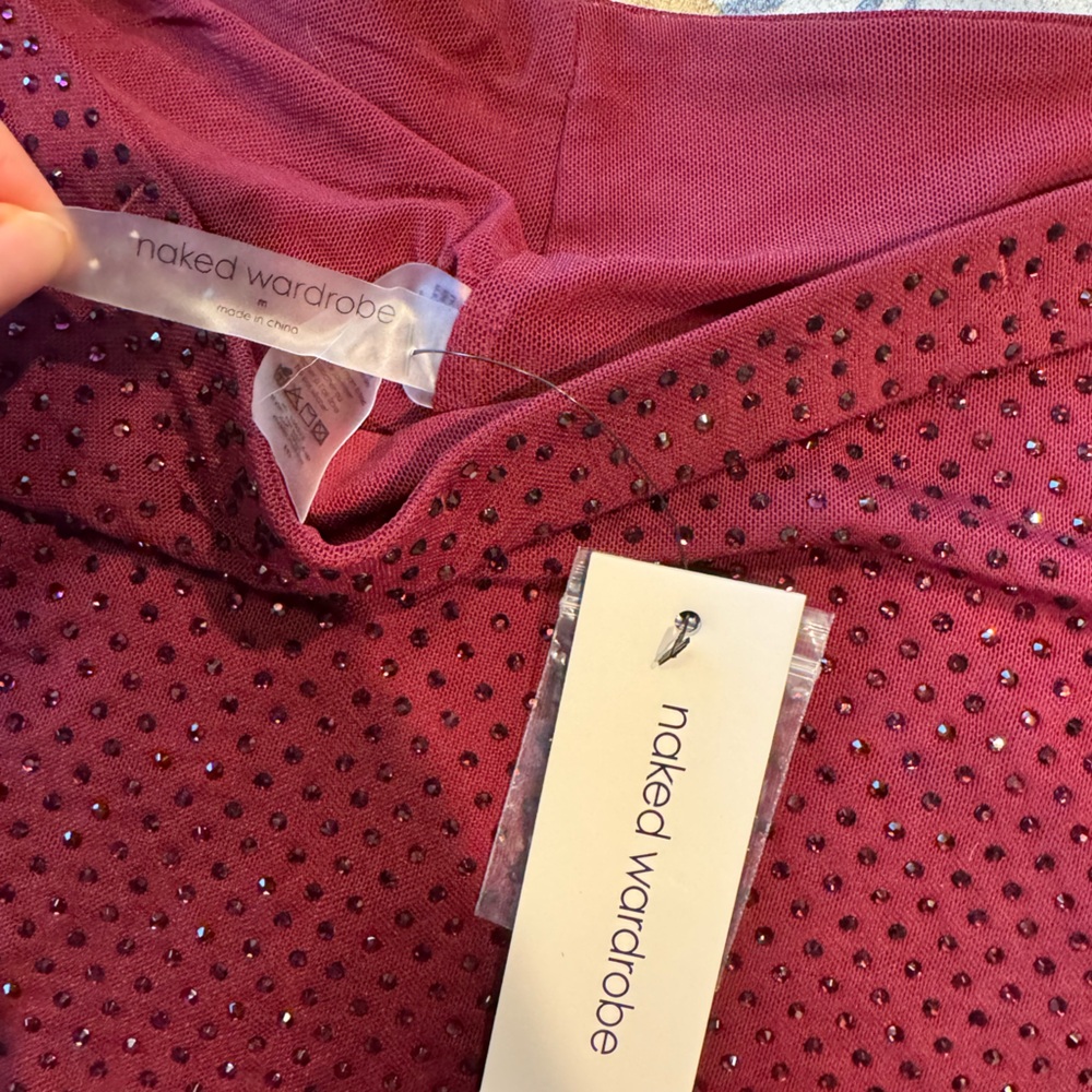 Naked Wardrobe Burgundy High Waist Shorts - Picture 5 of 5